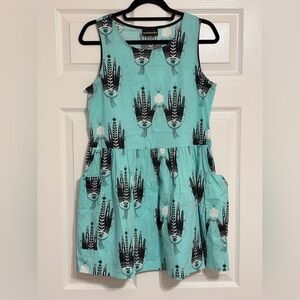 RARE- Nooworks - mint Rainbow Kimono “mano con ojo” skater dress Medium